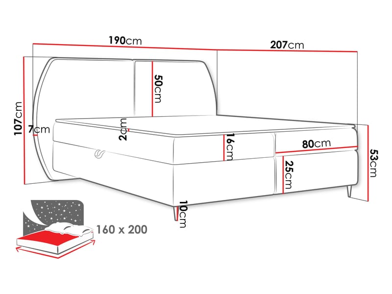 Rynricon Sänkypaketti Kontinenttisänky 160x200 cm - Keltainen - Huonekalut - Sänky - Jenkkisängyt