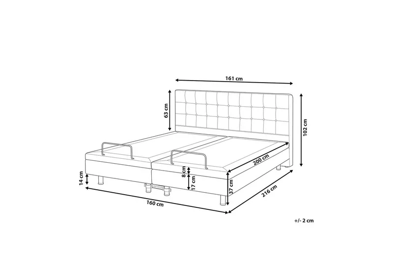 Säädettävä sänky Duke - Beige, musta, 160x200 cm - Huonekalut - Sänky - Sänkykehikot & sängynrungot