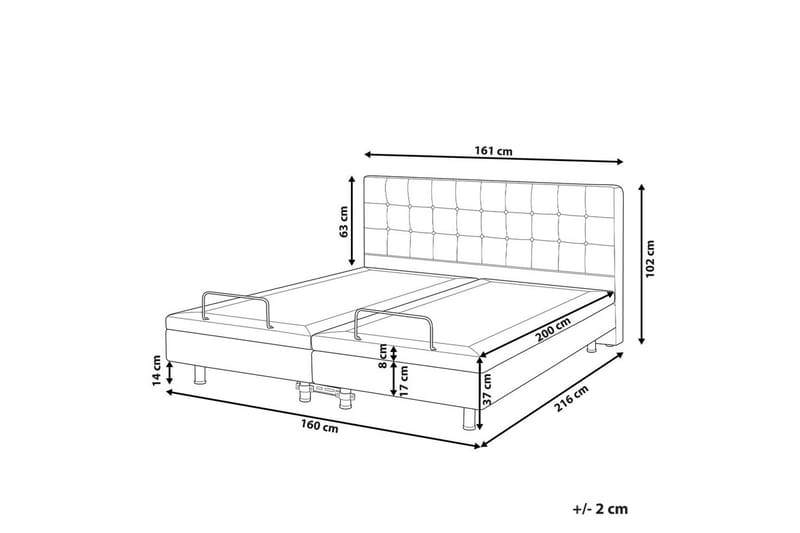 Säädettävä sänky Duke - Harmaa, Musta, Harmaa, musta, 160x200 cm - Huonekalut - Sänky - Sänkykehikot & sängynrungot
