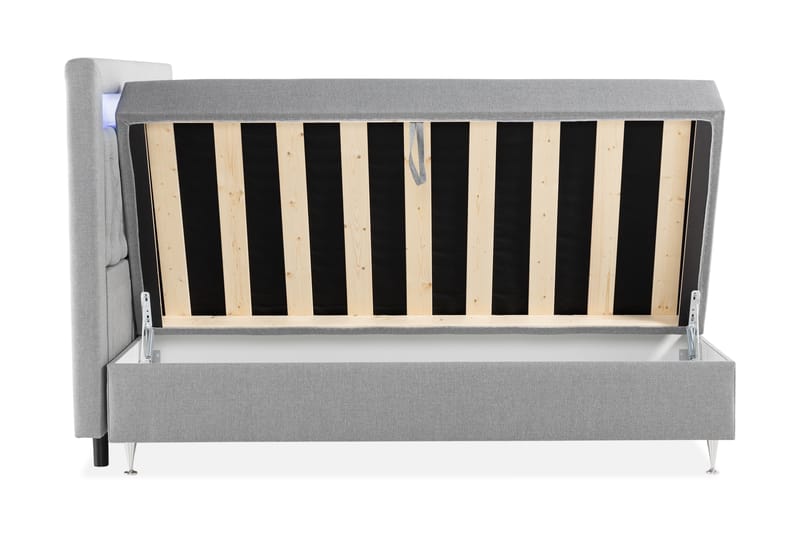 Säilytyssänky Alessia LED-valaistuksella 160x200 cm - Harmaa - Huonekalut - Sänky - Sänkypaketti