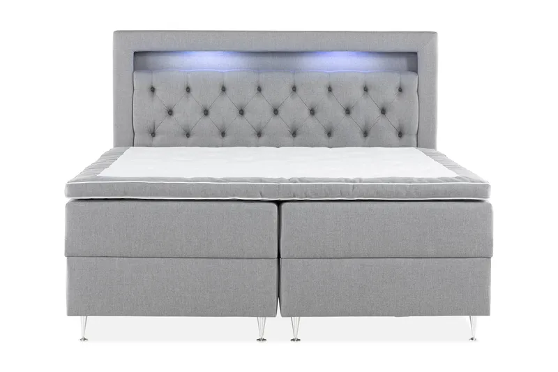 Säilytyssänky Alessia LED-valaistuksella 160x200 cm - Harmaa - Huonekalut - Sänky - Sänkypaketti