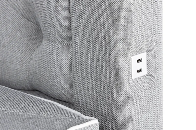 Säilytyssänky Alessia LED-valaistuksella 160x200 cm - Harmaa - Huonekalut - Sänky - Sänkypaketti