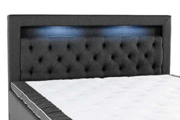 Säilytyssänky Alessia LED-valaistuksella 160x200 cm - Musta - Huonekalut - Sänky - Sänkypaketti