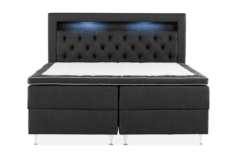 Säilytyssänky Alessia LED-valaistuksella 160x200 cm - Musta - Huonekalut - Sänky - Sänkypaketti