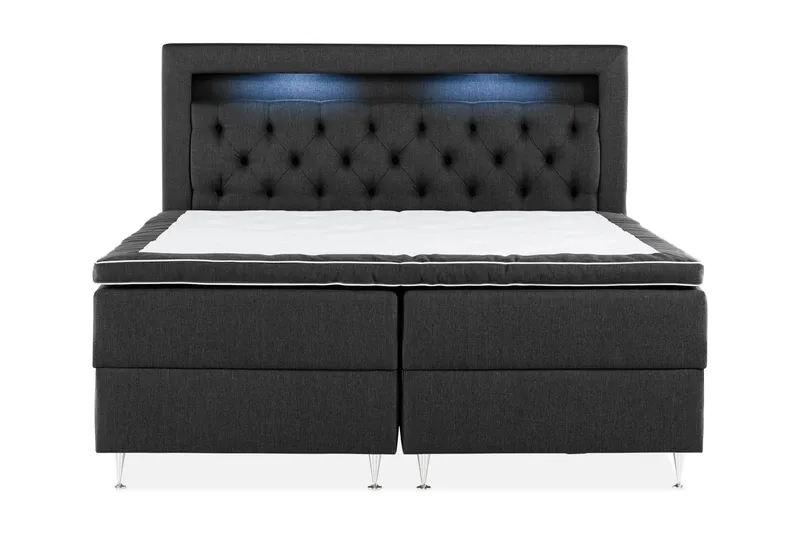 Säilytyssänky Alessia LED-valaistuksella 160x200 cm - Musta - Huonekalut - Sänky - Sänkypaketti