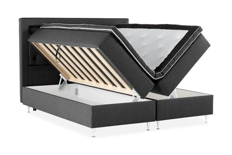 Säilytyssänky Alessia LED-valaistuksella 160x200 cm - Musta - Huonekalut - Sänky - Sänkypaketti
