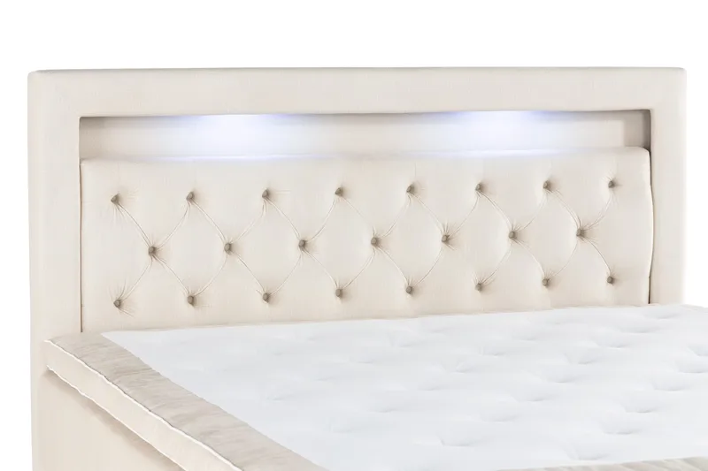 Säilytyssänky Alessia LED-valaistuksella 160x200 cm Sametti - Beige - Huonekalut - Sänky - Sänkypaketti