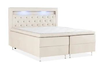 Säilytyssänky Alessia LED-valaistuksella 160x200 cm Sametti - Beige - Huonekalut - Sänky - Sänkypaketti