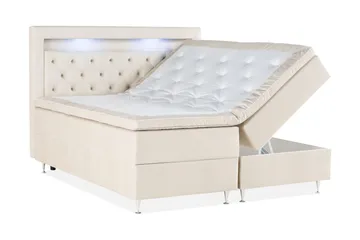 Säilytyssänky Alessia LED-valaistuksella 160x200 cm Sametti - Beige - Huonekalut - Sänky - Sänkypaketti