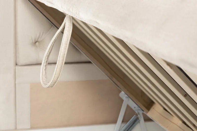 Säilytyssänky Alessia LED-valaistuksella 160x200 cm Sametti - Beige - Huonekalut - Sänky - Sänkypaketti