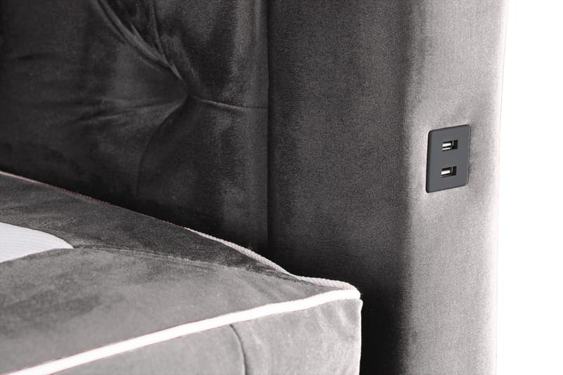 Säilytyssänky Alessia LED-valaistuksella 160x200 cm Sametti - Tummanharmaa - Huonekalut - Sänky - Sänkypaketti