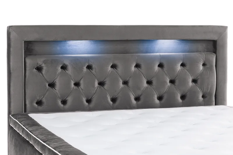 Säilytyssänky Alessia LED-valaistuksella 160x200 cm Sametti - Tummanharmaa - Huonekalut - Sänky - Jenkkisängyt