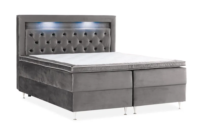 Säilytyssänky Alessia LED-valaistuksella 160x200 cm Sametti - Tummanharmaa - Huonekalut - Sänky - Sänkypaketti
