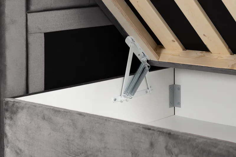 Säilytyssänky Alessia LED-valaistuksella 160x200 cm Sametti - Tummanharmaa - Huonekalut - Sänky - Sänkypaketti