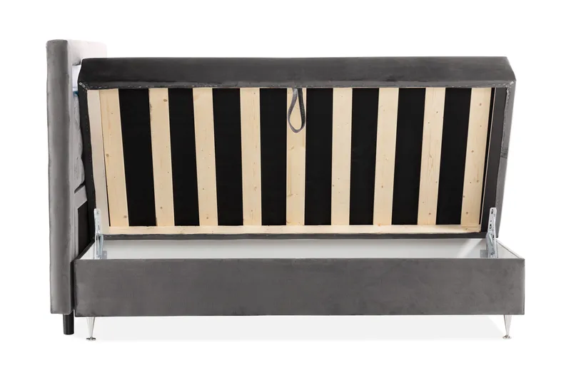 Säilytyssänky Alessia LED-valaistuksella 160x200 cm Sametti - Tummanharmaa - Huonekalut - Sänky - Sänkypaketti