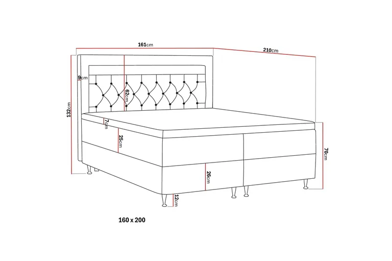 Säilytyssänky Alessia LED-valaistuksella 160x200 cm Sametti - Tummanharmaa - Huonekalut - Sänky - Sänkypaketti
