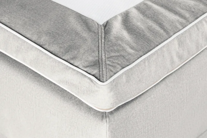 Säilytyssänky Alessia LED-valaistuksella 160x200 cm Sametti - Vaaleanharmaa - Huonekalut - Sänky - Sänkypaketti