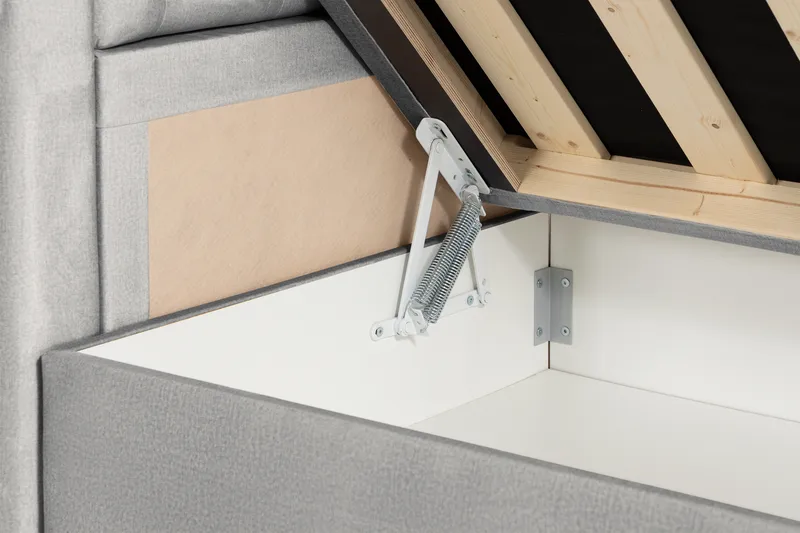 Säilytyssänky Alessia LED-valaistuksella 160x200 cm Sametti - Vaaleanharmaa - Huonekalut - Sänky - Sänkypaketti