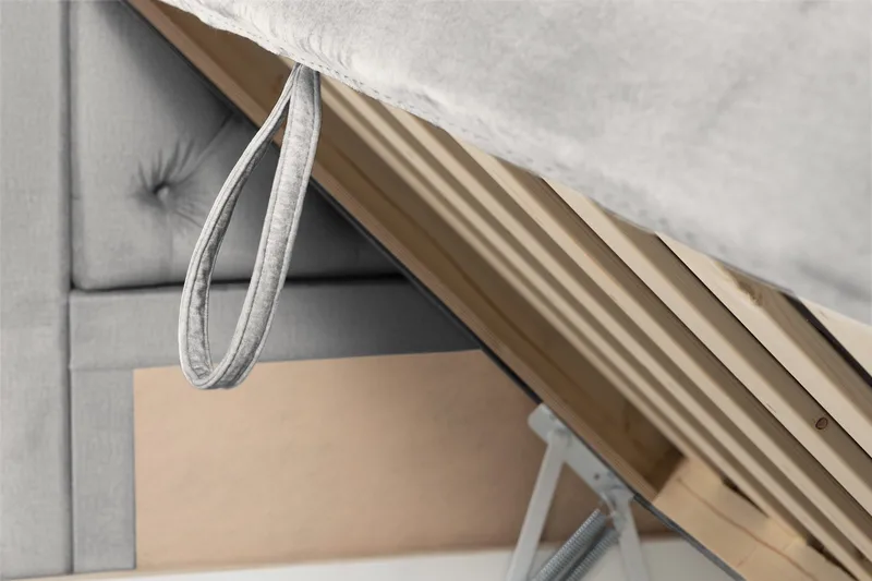 Säilytyssänky Alessia LED-valaistuksella 160x200 cm Sametti - Vaaleanharmaa - Huonekalut - Sänky - Sänkypaketti