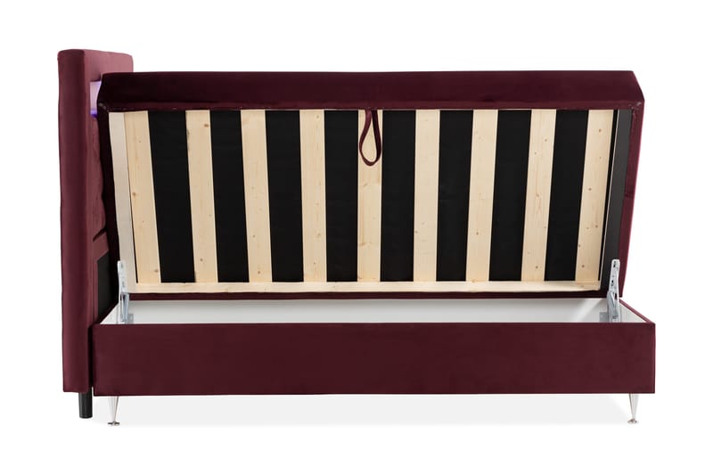 Säilytyssänky Alessia LED-valaistuksella 160x200 cm Sametti - Punainen - Huonekalut - Sänky - Sänkypaketti