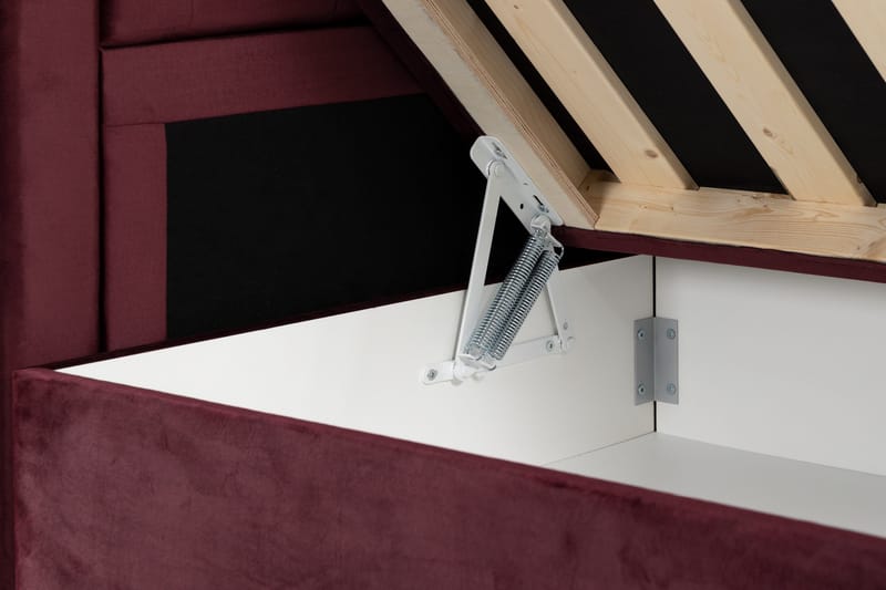 Säilytyssänky Alessia LED-valaistuksella 160x200 cm Sametti - Punainen - Huonekalut - Sänky - Sänkypaketti