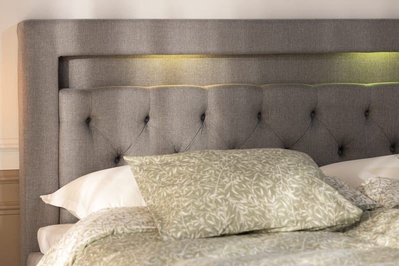 Säilytyssänky Alessia LED-valaistuksella 180x200 cm - Harmaa - Huonekalut - Sänky - Sänkypaketti