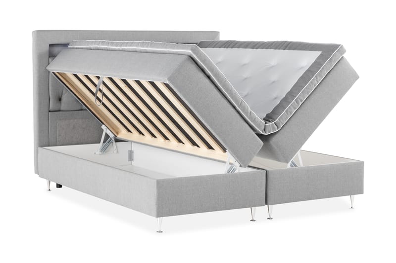 Säilytyssänky Alessia LED-valaistuksella 180x200 cm - Harmaa - Huonekalut - Sänky - Sänkypaketti