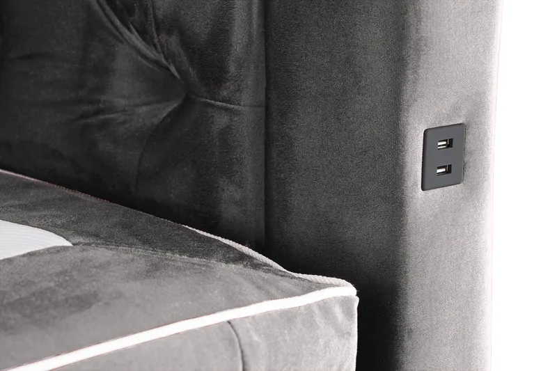 Säilytyssänky Alessia LED-valaistuksella 180x200 cm Sametti - Tummanharmaa - Huonekalut - Sänky - Jenkkisängyt