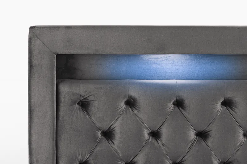 Säilytyssänky Alessia LED-valaistuksella 180x200 cm Sametti - Tummanharmaa - Huonekalut - Sänky - Jenkkisängyt