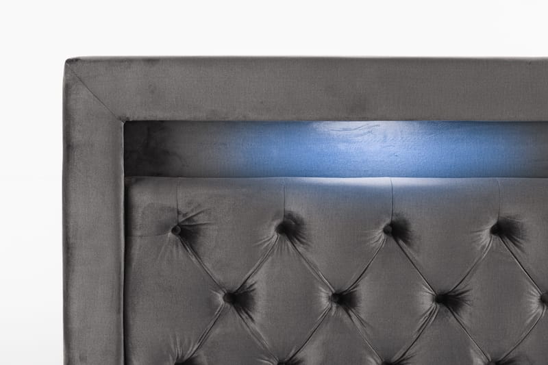 Säilytyssänky Alessia LED-valaistuksella 180x200 cm Sametti - Tummanharmaa - Huonekalut - Sänky - Sänkypaketti