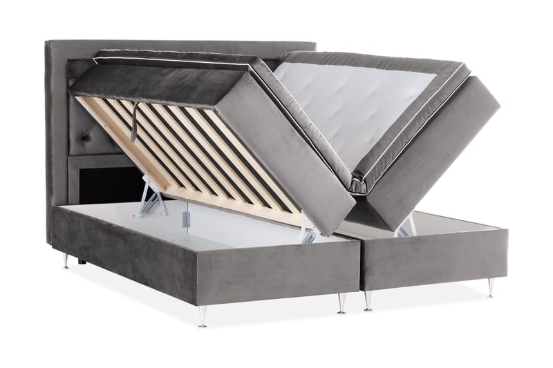 Säilytyssänky Alessia LED-valaistuksella 180x200 cm Sametti - Tummanharmaa - Huonekalut - Sänky - Sänkypaketti