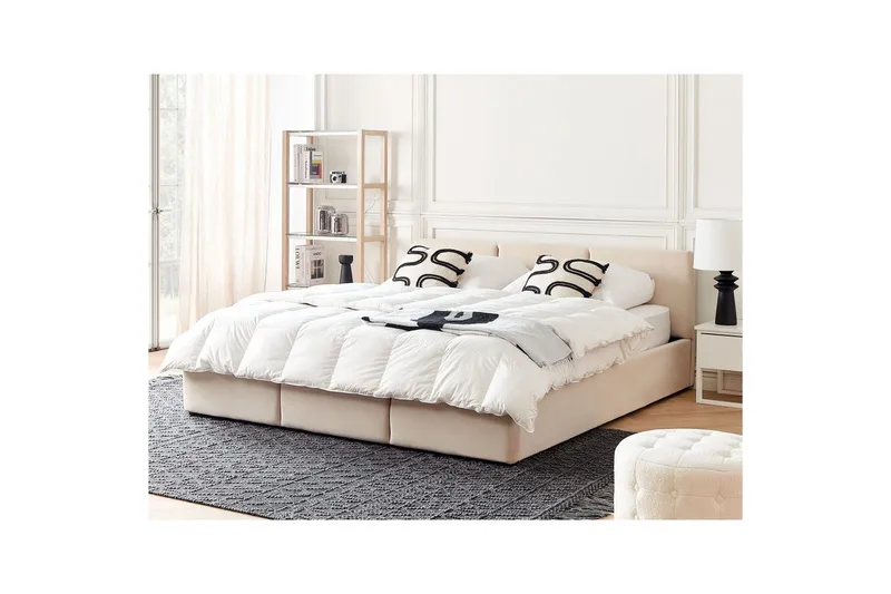 Säilytyssänky Bousse - Beige/Sametti, 180x200 cm - Huonekalut - Sänky - Sänkykehikot & sängynrungot