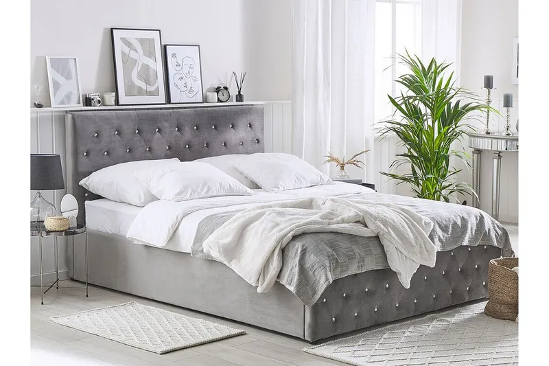 Säilytyssänky Bovelles 180x200 cm - Sametti/Harmaa - Huonekalut - Sänky - Sänkykehikot & sängynrungot