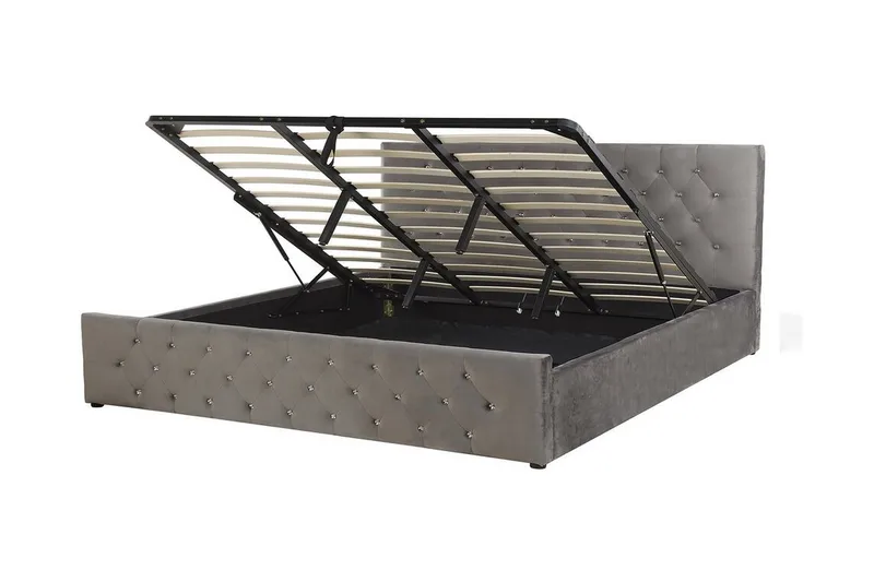 Säilytyssänky Bovelles 180x200 cm - Sametti/Harmaa - Huonekalut - Sänky - Sänkykehikot & sängynrungot
