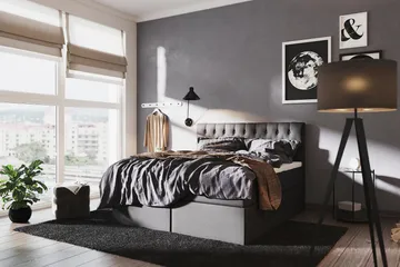 Säilytyssänky Boxy 120x200 cm Musta/Harmaa - Huonekalut - Sänky - Sängyt säilytystilalla