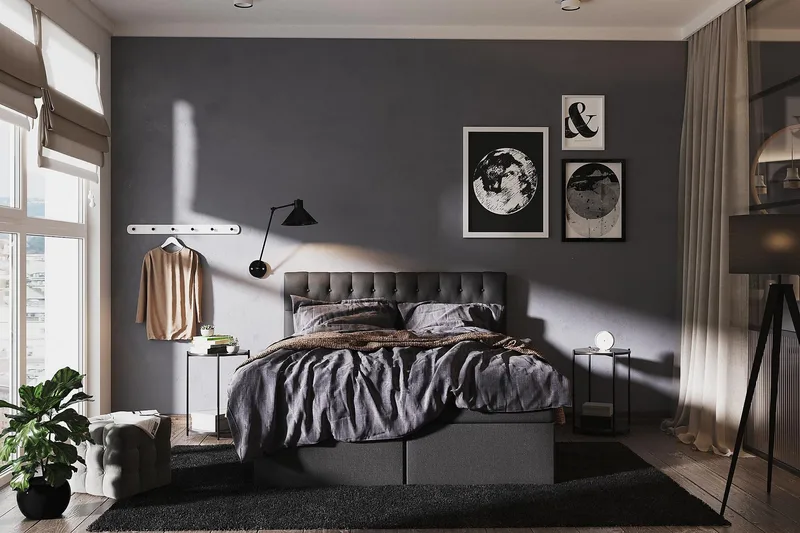 Säilytyssänky Boxy 160x200 cm Musta/Harmaa - Huonekalut - Sänky - Sängyt säilytystilalla