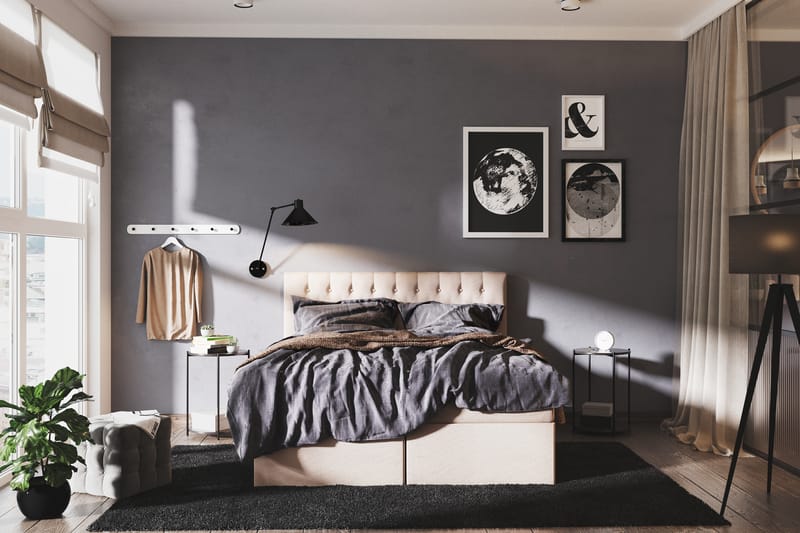 Säilytyssänky Boxy 180x200 cm Beige - Huonekalut - Sänky - Runkopatjasängyt