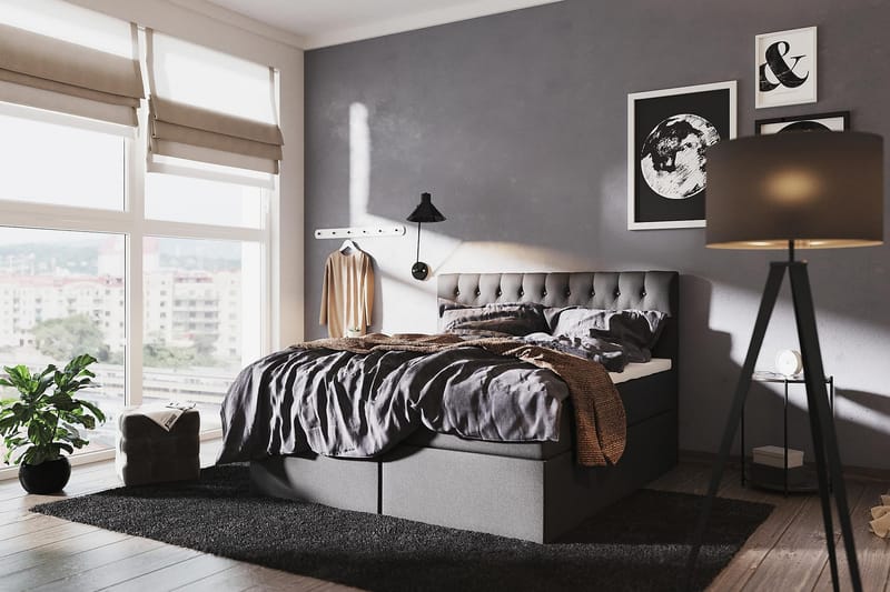 Säilytyssänky Boxy 180x200 cm Musta/Harmaa - Huonekalut - Sänky - Sängyt säilytystilalla