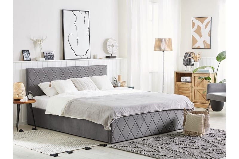 Säilytyssänky Cabariot 160x200 cm - Sametti/Harmaa - Huonekalut - Sänky - Sänkykehikot & sängynrungot