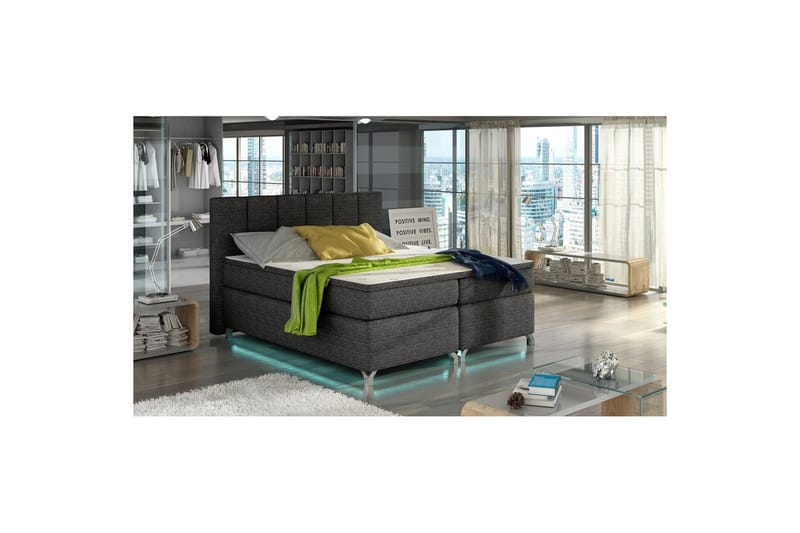 Säilytyssänky Eltap Basilio LEDillä - Berlin 02, Tummanharmaa, 140x200 cm - Huonekalut - Sänky - Jenkkisängyt