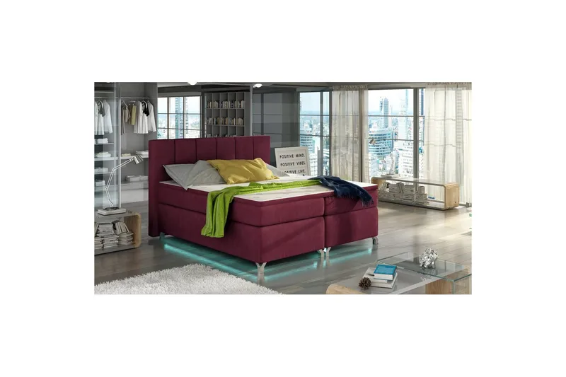Säilytyssänky Eltap Basilio LEDillä - Rivera 59, Punainen, 180x200 cm - Huonekalut - Sänky - Jenkkisängyt