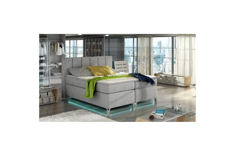 Säilytyssänky Eltap Basilio LEDillä - Sawana 21, Harmaa, 160x200 cm - Huonekalut - Sänky - Jenkkisängyt