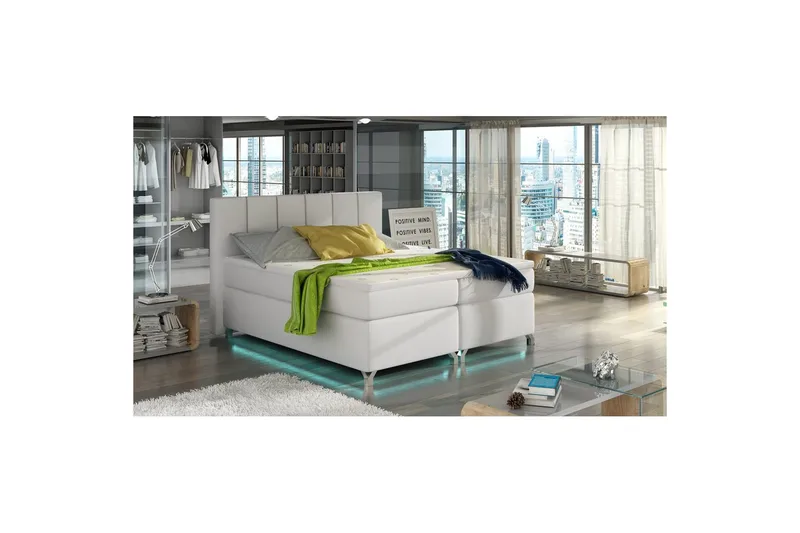 Säilytyssänky Eltap Basilio LEDillä - Soft 17, Valkoinen, 180x200 cm - Huonekalut - Sänky - Jenkkisängyt