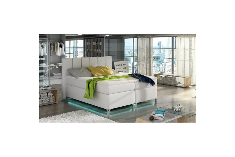 Säilytyssänky Eltap Basilio LEDillä - Soft 17, Valkoinen, 180x200 cm - Huonekalut - Sänky - Jenkkisängyt