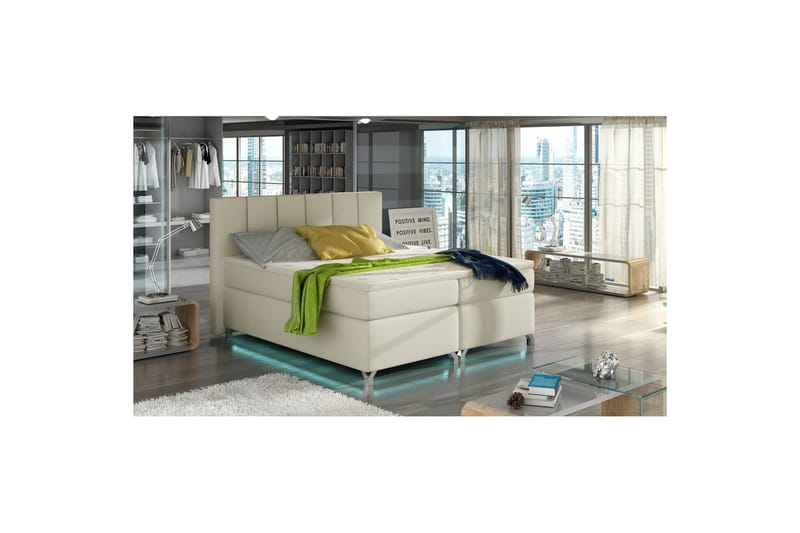 Säilytyssänky Eltap Basilio LEDillä - Soft 33, Beige, 160x200 cm - Huonekalut - Sänky - Jenkkisängyt