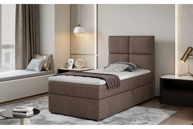 Säilytyssänky Lomagna 90x200 cm Ruutu - Ruskea - Huonekalut - Sänky - Sängyt säilytystilalla