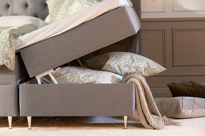 Säilytyssänky Monopoli LED-valaistuksella 160x200 cm - Harmaa - Huonekalut - Sänky - Sänkypaketti