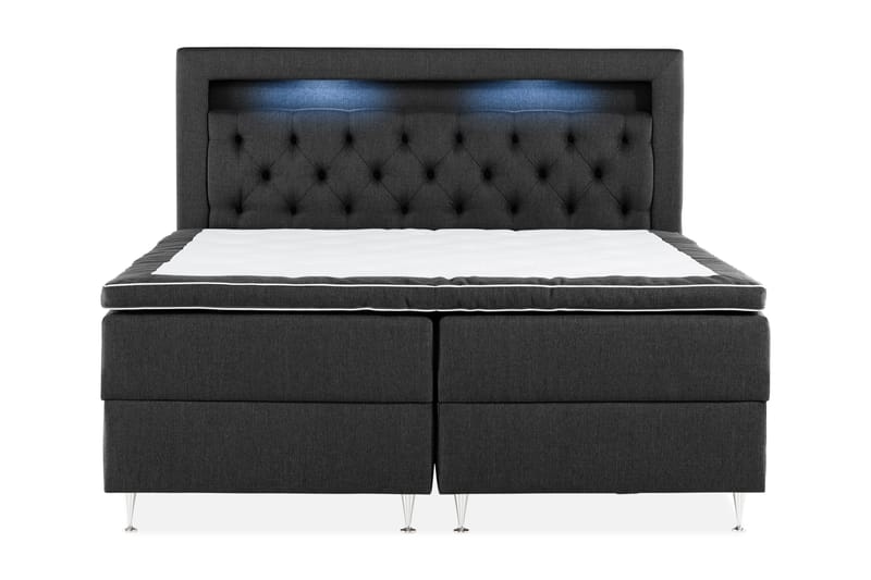Säilytyssänky Monopoli LED-valaistuksella 160x200 cm - Musta - Huonekalut - Sänky - Sänkypaketti