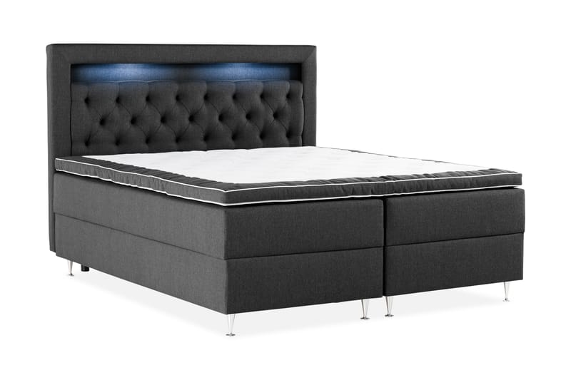 Säilytyssänky Monopoli LED-valaistuksella 160x200 cm - Musta - Huonekalut - Sänky - Sänkypaketti