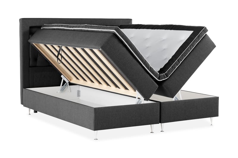 Säilytyssänky Monopoli LED-valaistuksella 160x200 cm - Musta - Huonekalut - Sänky - Sänkypaketti